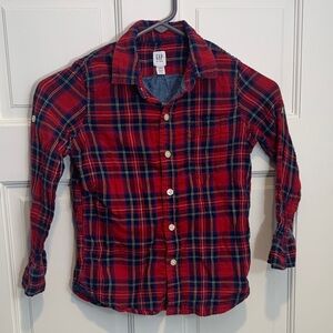 GAP Kids Red and Blue Plaid Button Down Shirt